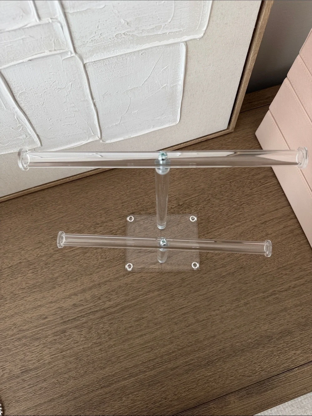 Clear Acrylic Double T-Bar Jewelry Stand